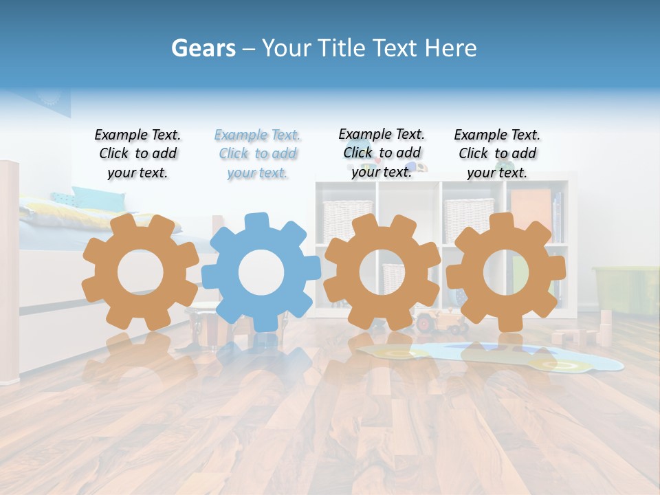 A Child's Room With A Bookcase And Toys PowerPoint Template