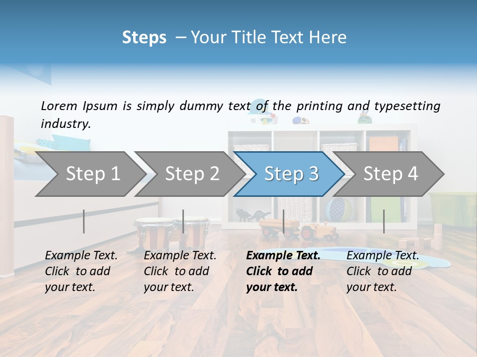 A Child's Room With A Bookcase And Toys PowerPoint Template