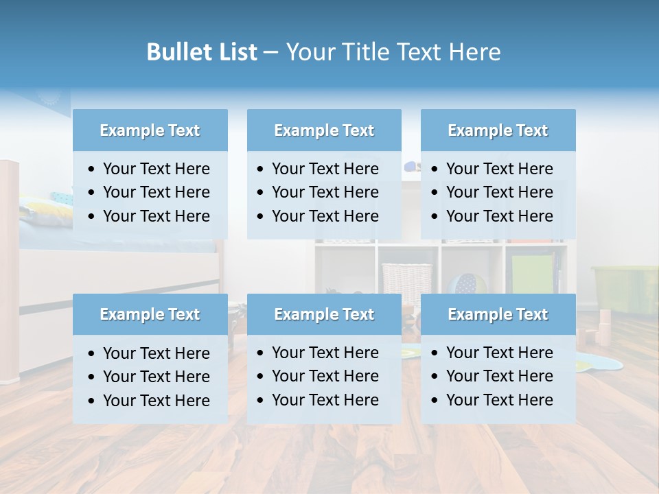 A Child's Room With A Bookcase And Toys PowerPoint Template