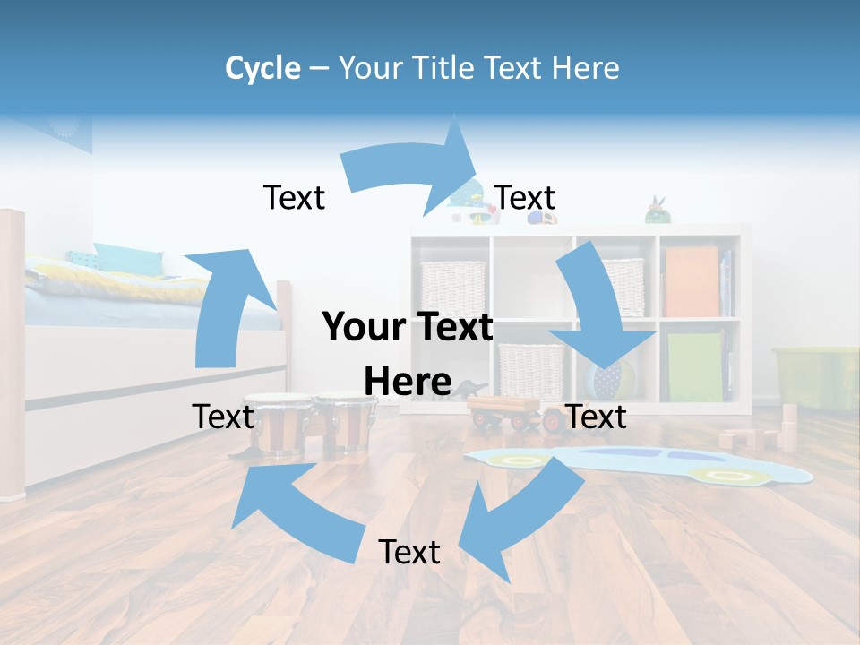 A Child's Room With A Bookcase And Toys PowerPoint Template
