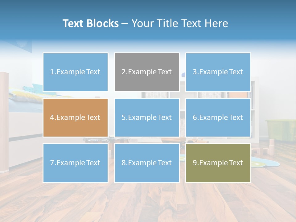 A Child's Room With A Bookcase And Toys PowerPoint Template