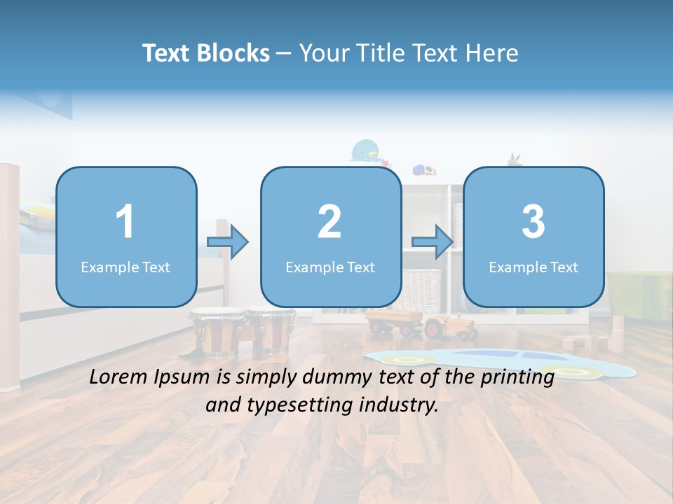 A Child's Room With A Bookcase And Toys PowerPoint Template