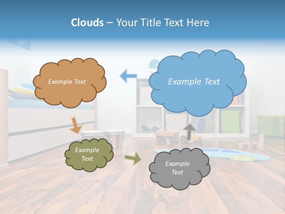 A Child's Room With A Bookcase And Toys PowerPoint Template