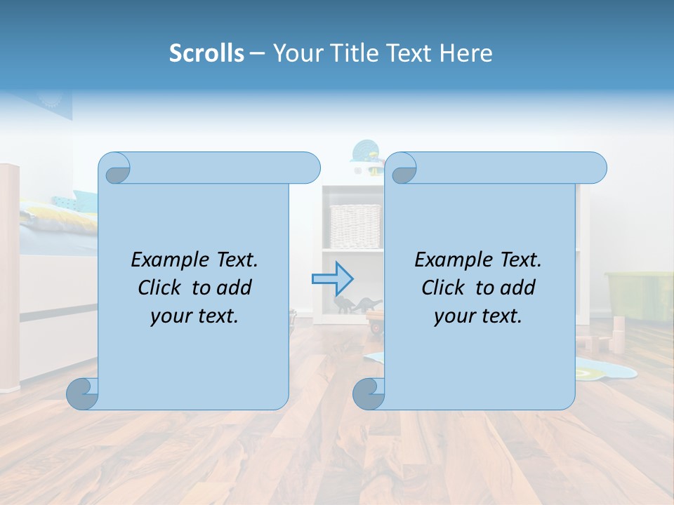 A Child's Room With A Bookcase And Toys PowerPoint Template