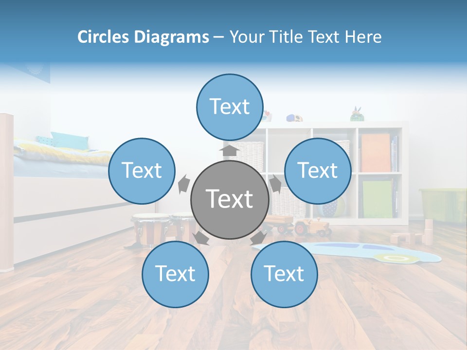 A Child's Room With A Bookcase And Toys PowerPoint Template