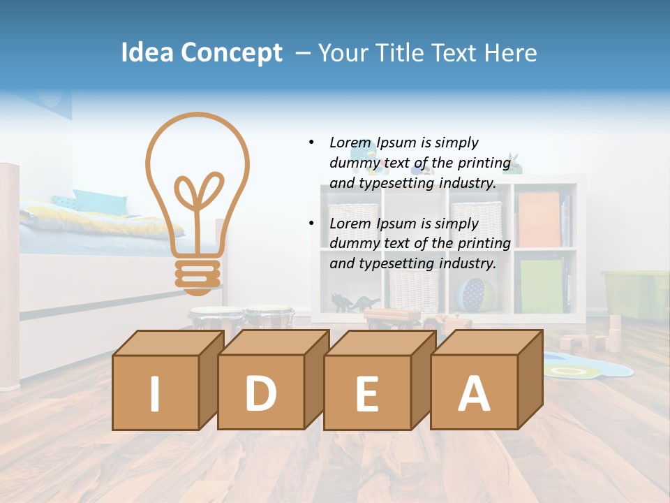 A Child's Room With A Bookcase And Toys PowerPoint Template