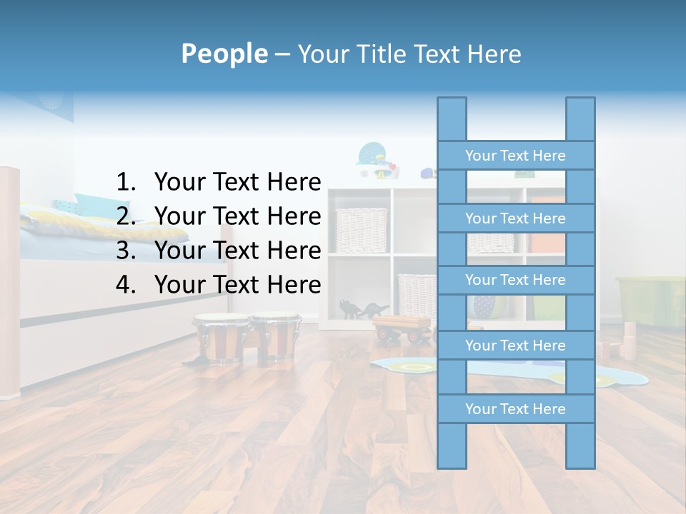 A Child's Room With A Bookcase And Toys PowerPoint Template