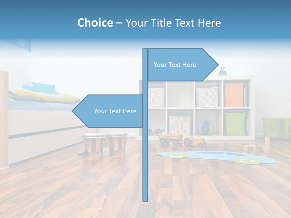A Child's Room With A Bookcase And Toys PowerPoint Template
