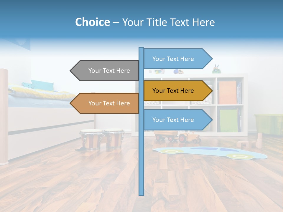 A Child's Room With A Bookcase And Toys PowerPoint Template