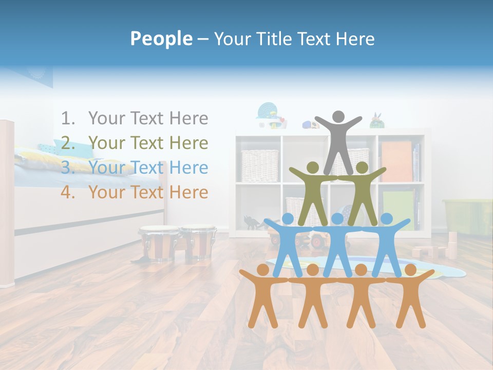 A Child's Room With A Bookcase And Toys PowerPoint Template