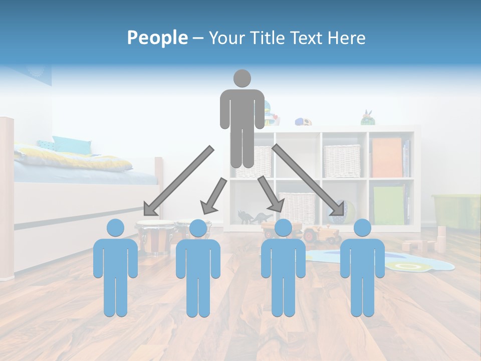 A Child's Room With A Bookcase And Toys PowerPoint Template