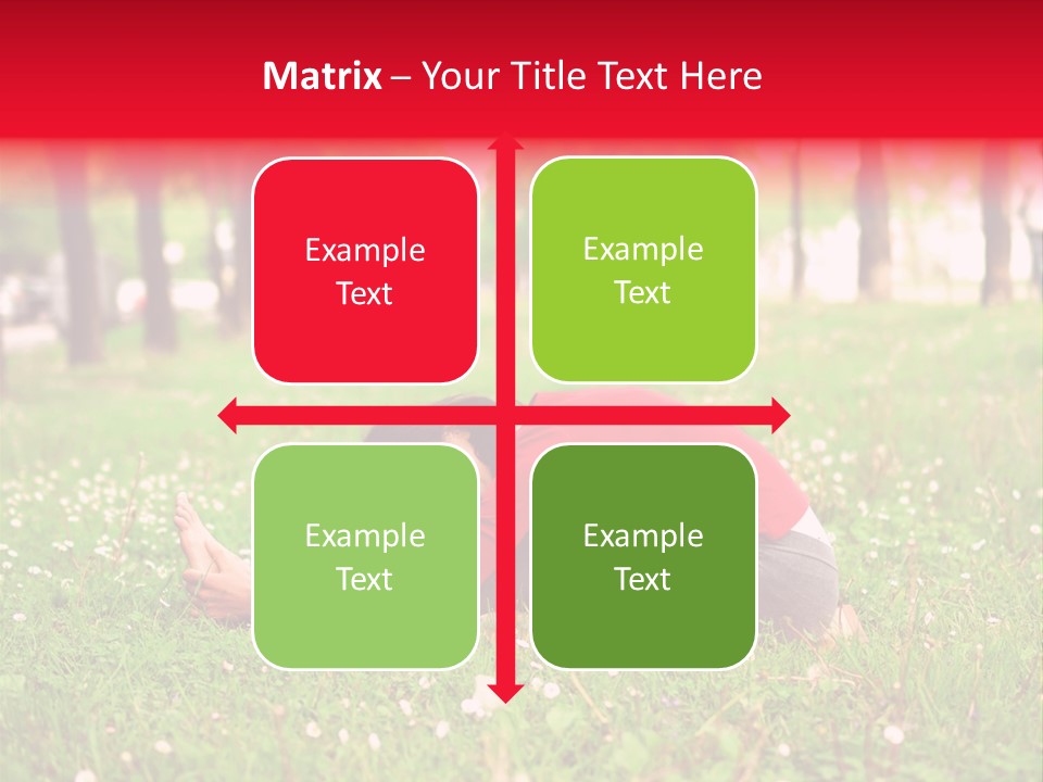 A Woman In A Red Shirt Is Sitting In The Grass PowerPoint Template