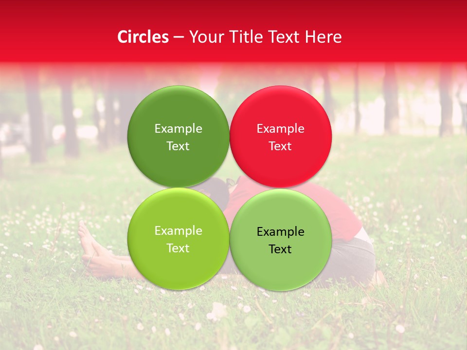 A Woman In A Red Shirt Is Sitting In The Grass PowerPoint Template