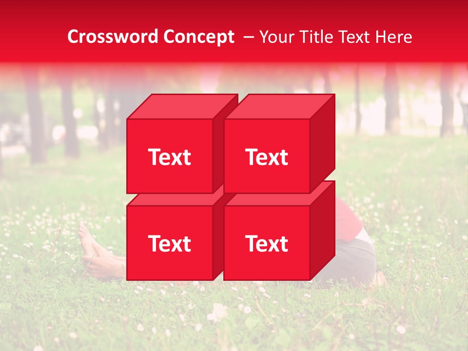 A Woman In A Red Shirt Is Sitting In The Grass PowerPoint Template