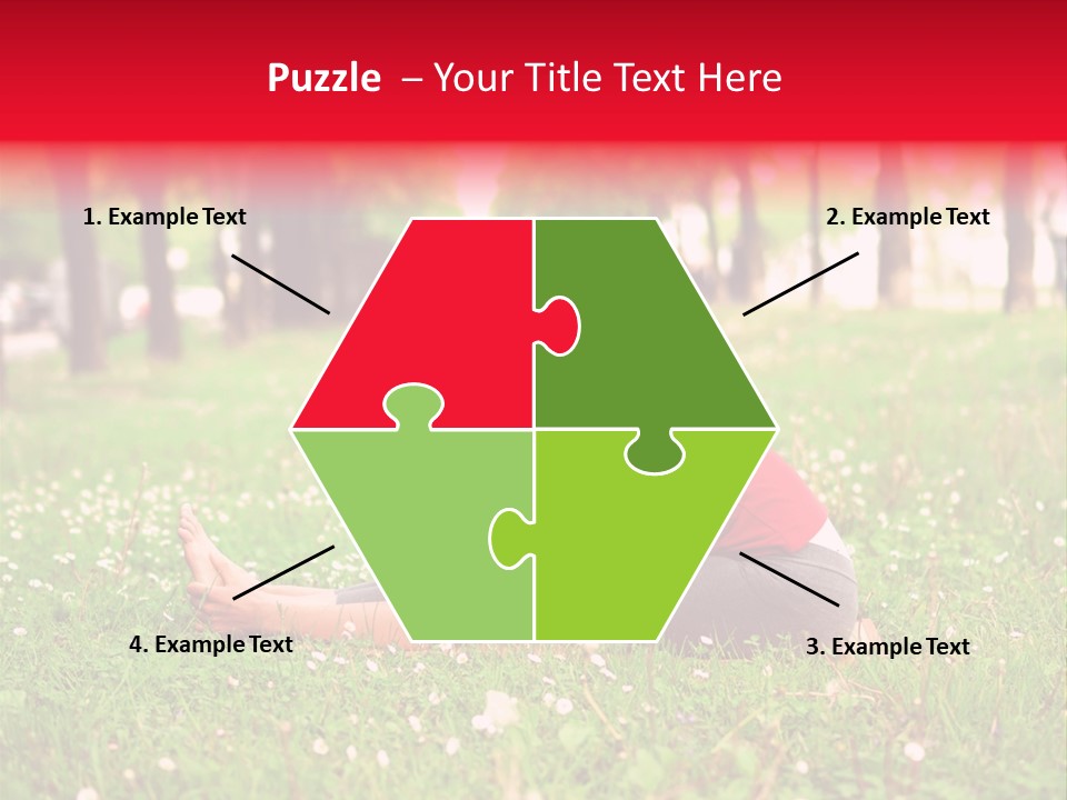 A Woman In A Red Shirt Is Sitting In The Grass PowerPoint Template