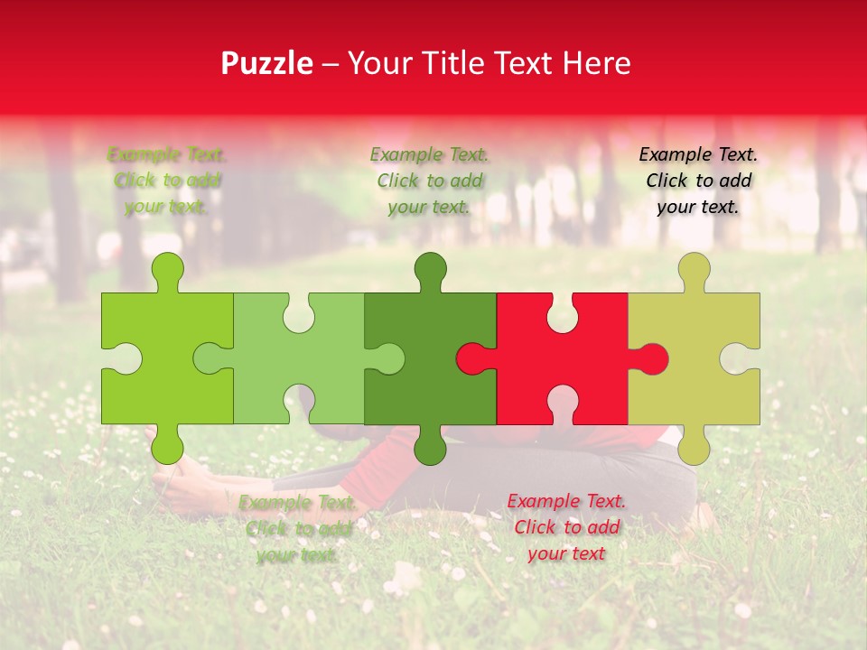 A Woman In A Red Shirt Is Sitting In The Grass PowerPoint Template