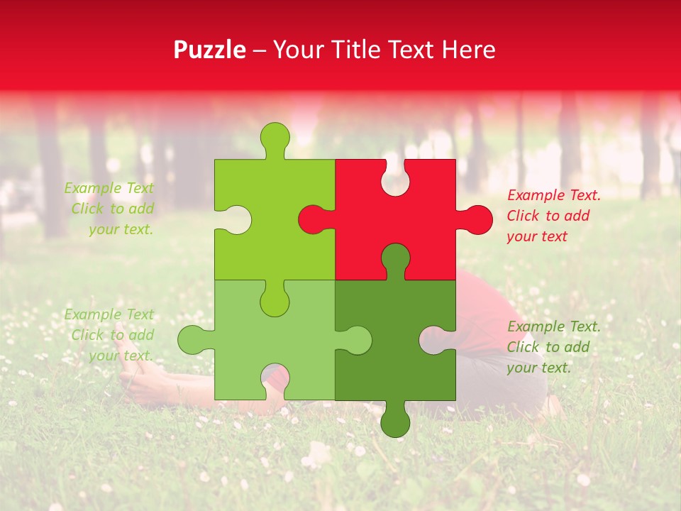 A Woman In A Red Shirt Is Sitting In The Grass PowerPoint Template