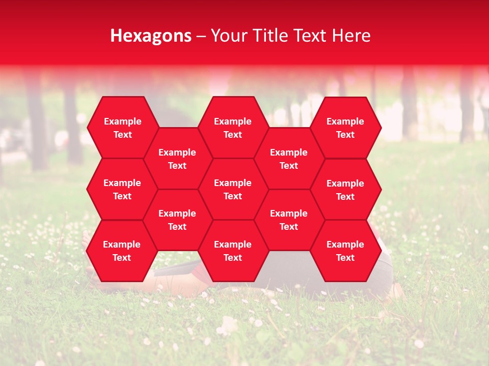 A Woman In A Red Shirt Is Sitting In The Grass PowerPoint Template