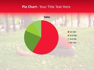 A Woman In A Red Shirt Is Sitting In The Grass PowerPoint Template