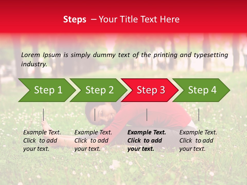 A Woman In A Red Shirt Is Sitting In The Grass PowerPoint Template