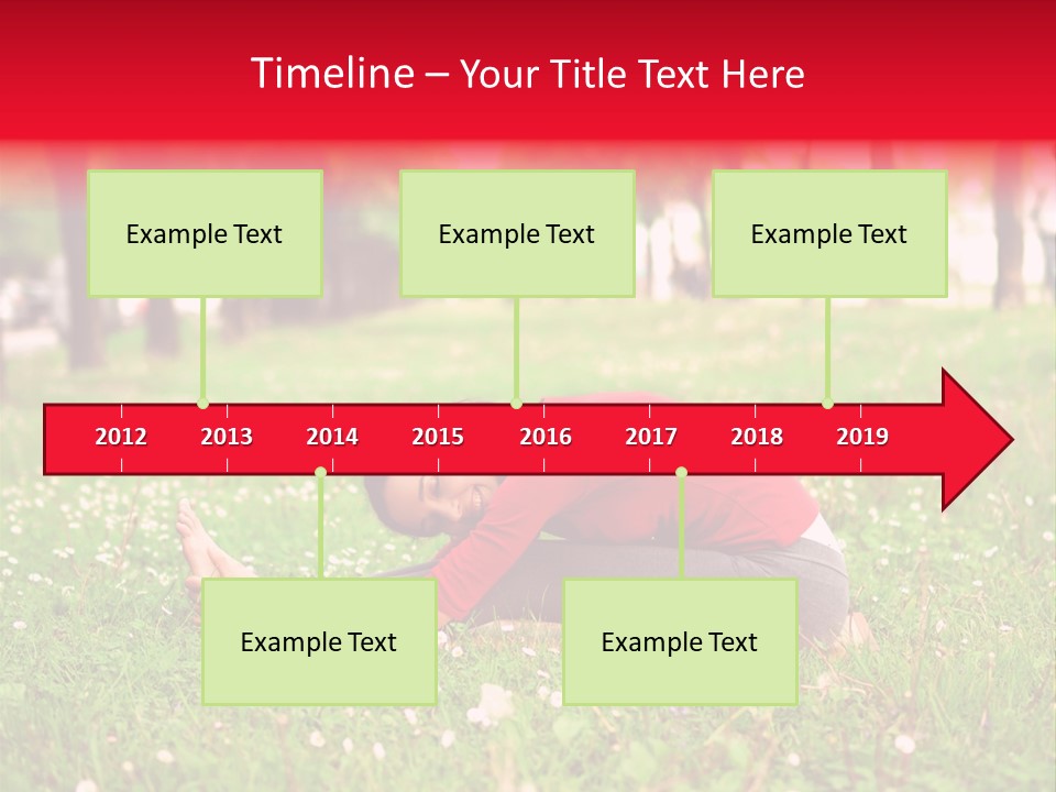 A Woman In A Red Shirt Is Sitting In The Grass PowerPoint Template