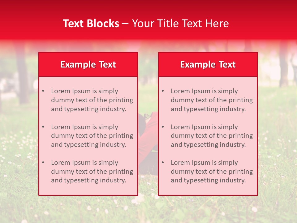 A Woman In A Red Shirt Is Sitting In The Grass PowerPoint Template