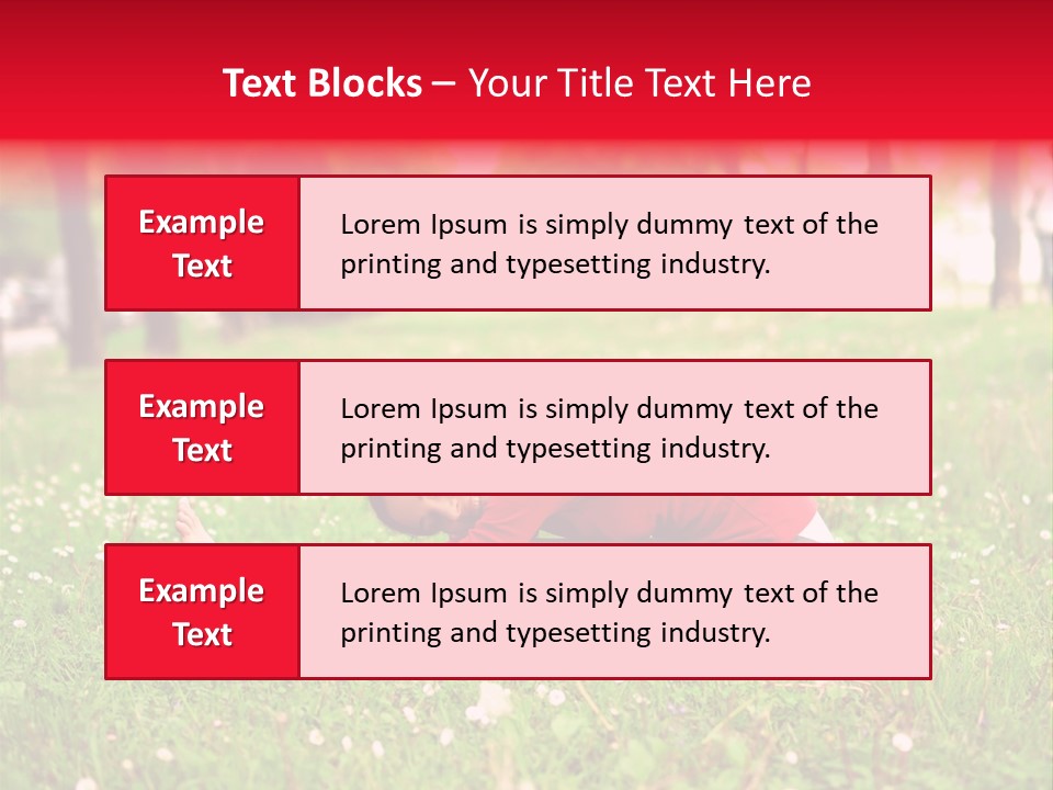 A Woman In A Red Shirt Is Sitting In The Grass PowerPoint Template