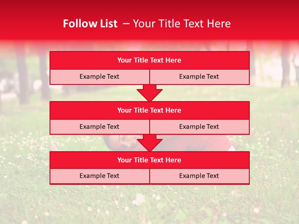 A Woman In A Red Shirt Is Sitting In The Grass PowerPoint Template