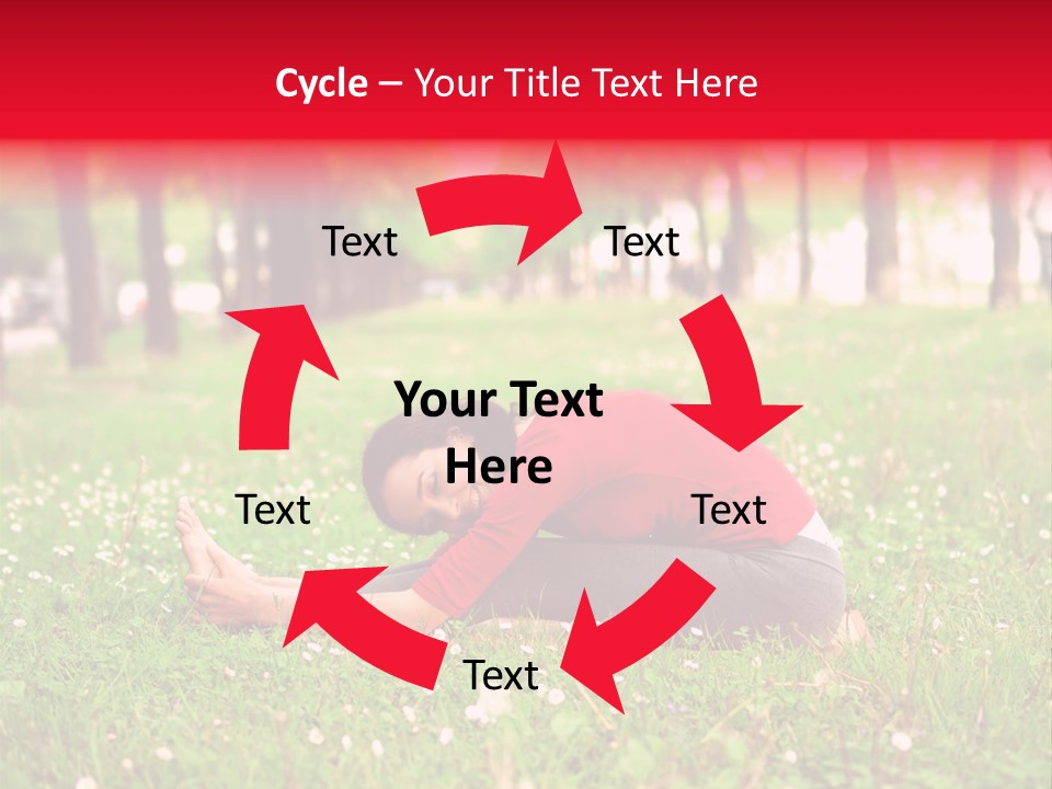 A Woman In A Red Shirt Is Sitting In The Grass PowerPoint Template