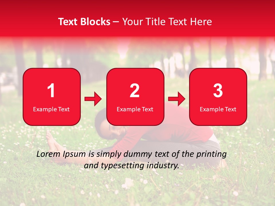 A Woman In A Red Shirt Is Sitting In The Grass PowerPoint Template