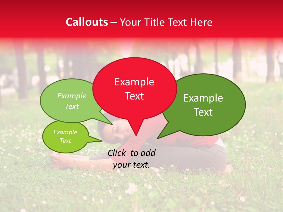 A Woman In A Red Shirt Is Sitting In The Grass PowerPoint Template