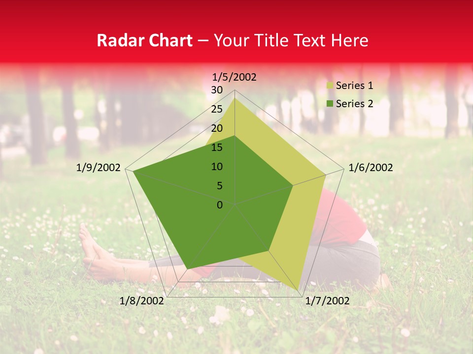 A Woman In A Red Shirt Is Sitting In The Grass PowerPoint Template