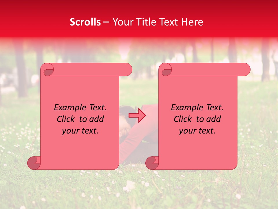 A Woman In A Red Shirt Is Sitting In The Grass PowerPoint Template
