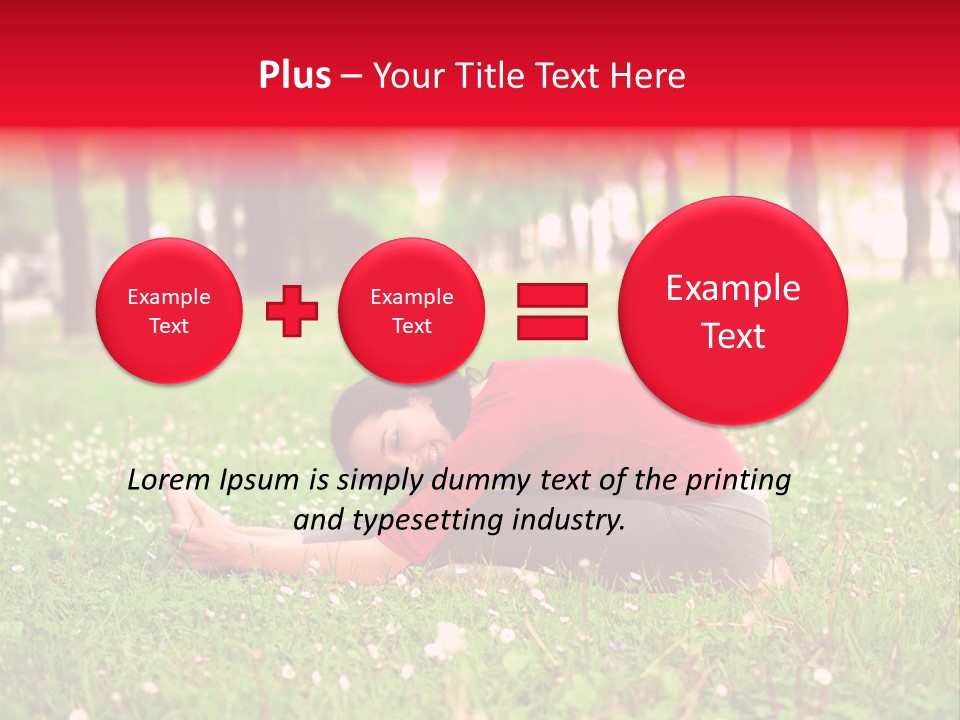 A Woman In A Red Shirt Is Sitting In The Grass PowerPoint Template