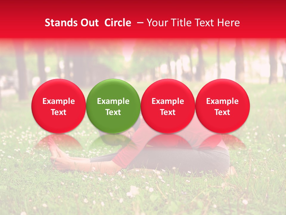 A Woman In A Red Shirt Is Sitting In The Grass PowerPoint Template