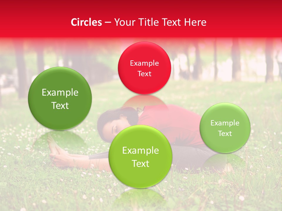 A Woman In A Red Shirt Is Sitting In The Grass PowerPoint Template