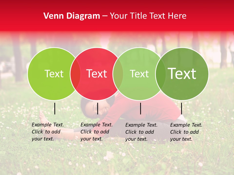 A Woman In A Red Shirt Is Sitting In The Grass PowerPoint Template