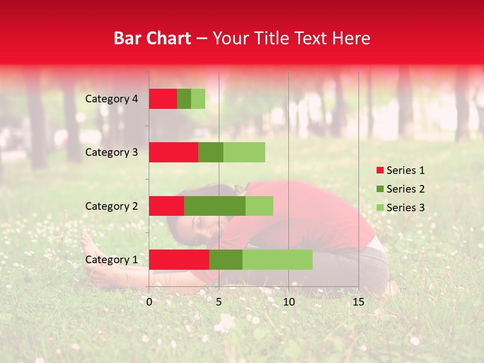 A Woman In A Red Shirt Is Sitting In The Grass PowerPoint Template