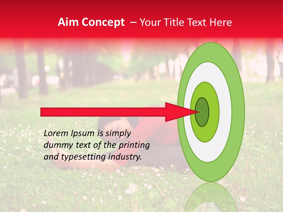 A Woman In A Red Shirt Is Sitting In The Grass PowerPoint Template