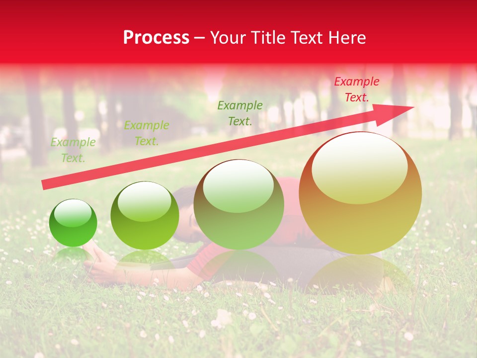 A Woman In A Red Shirt Is Sitting In The Grass PowerPoint Template