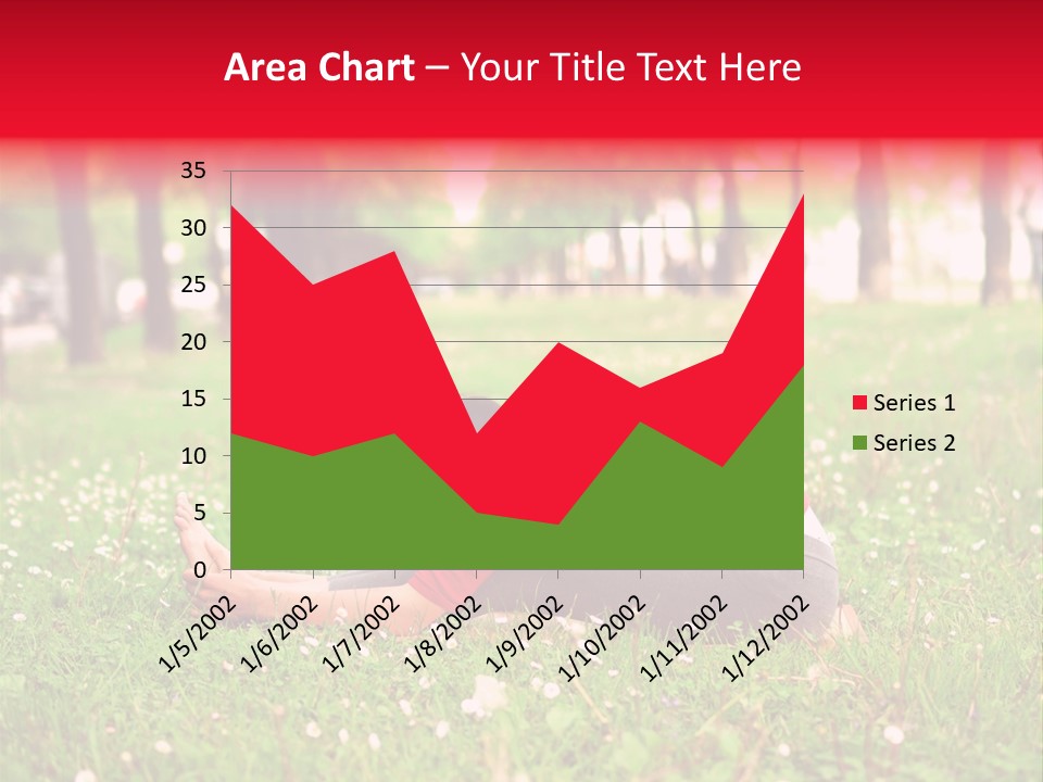 A Woman In A Red Shirt Is Sitting In The Grass PowerPoint Template