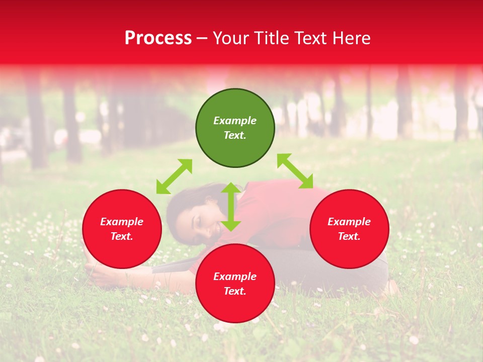 A Woman In A Red Shirt Is Sitting In The Grass PowerPoint Template