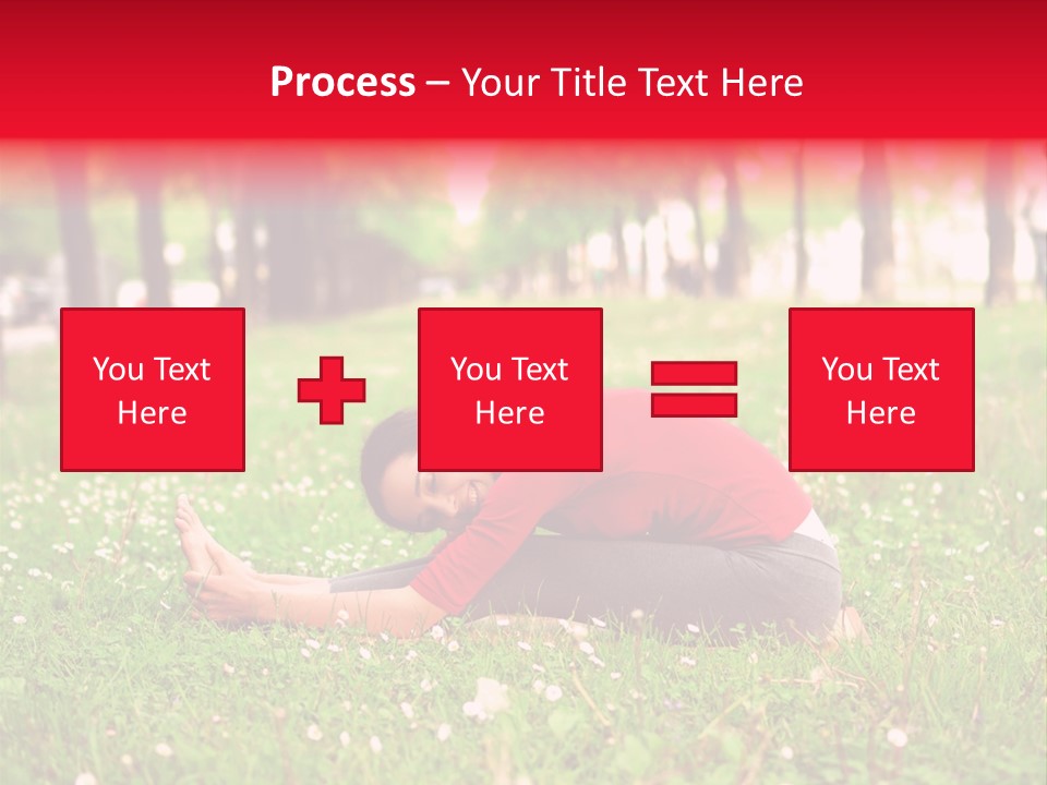 A Woman In A Red Shirt Is Sitting In The Grass PowerPoint Template
