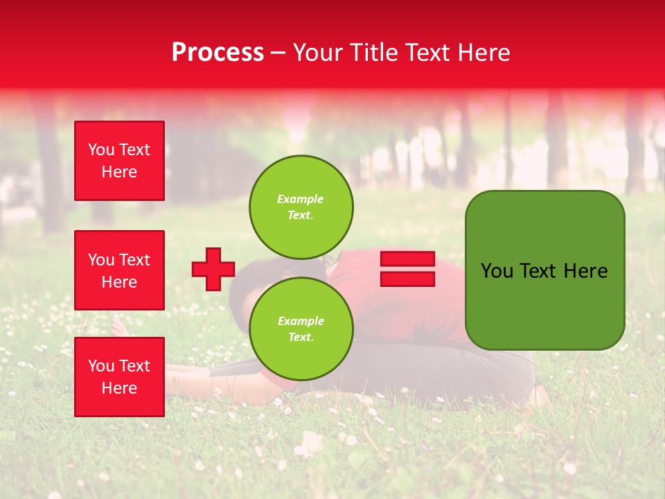 A Woman In A Red Shirt Is Sitting In The Grass PowerPoint Template
