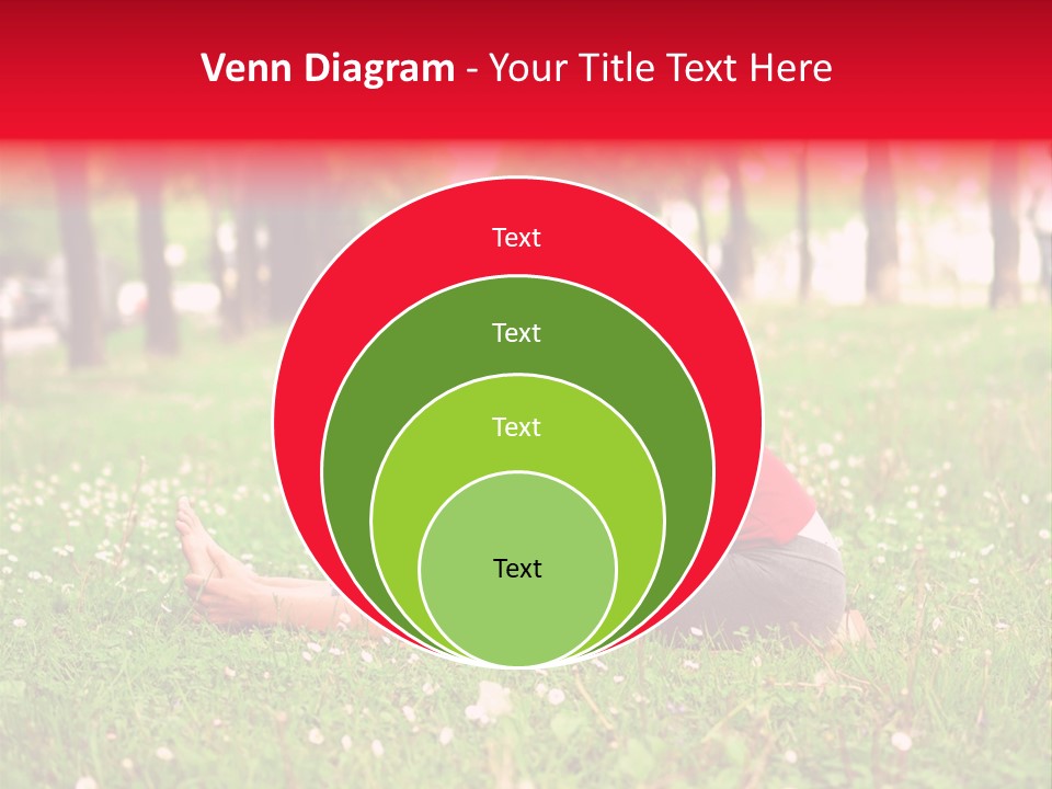 A Woman In A Red Shirt Is Sitting In The Grass PowerPoint Template