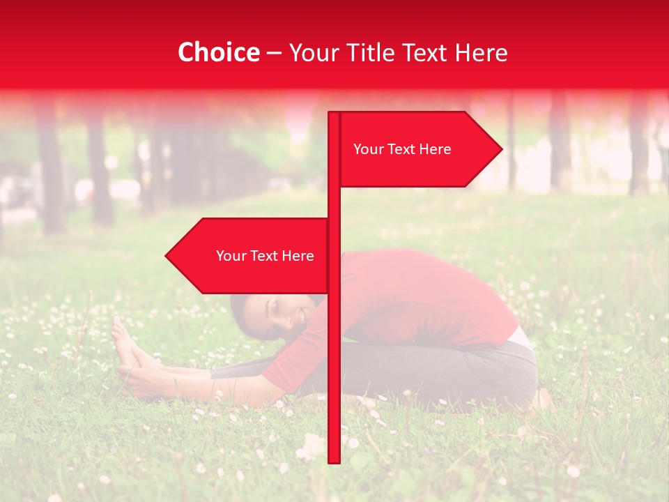 A Woman In A Red Shirt Is Sitting In The Grass PowerPoint Template