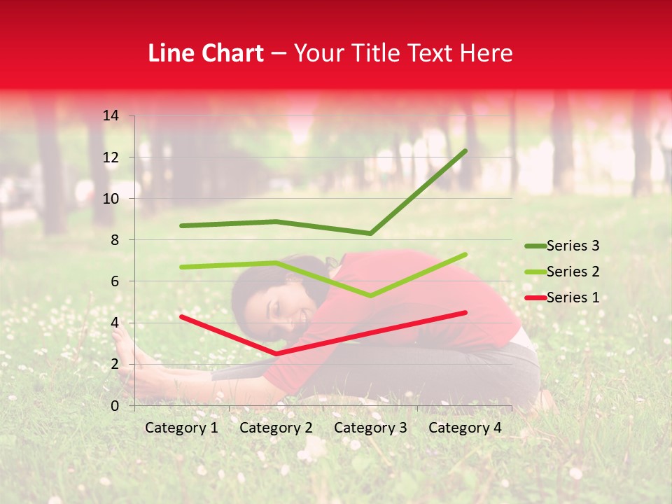 A Woman In A Red Shirt Is Sitting In The Grass PowerPoint Template