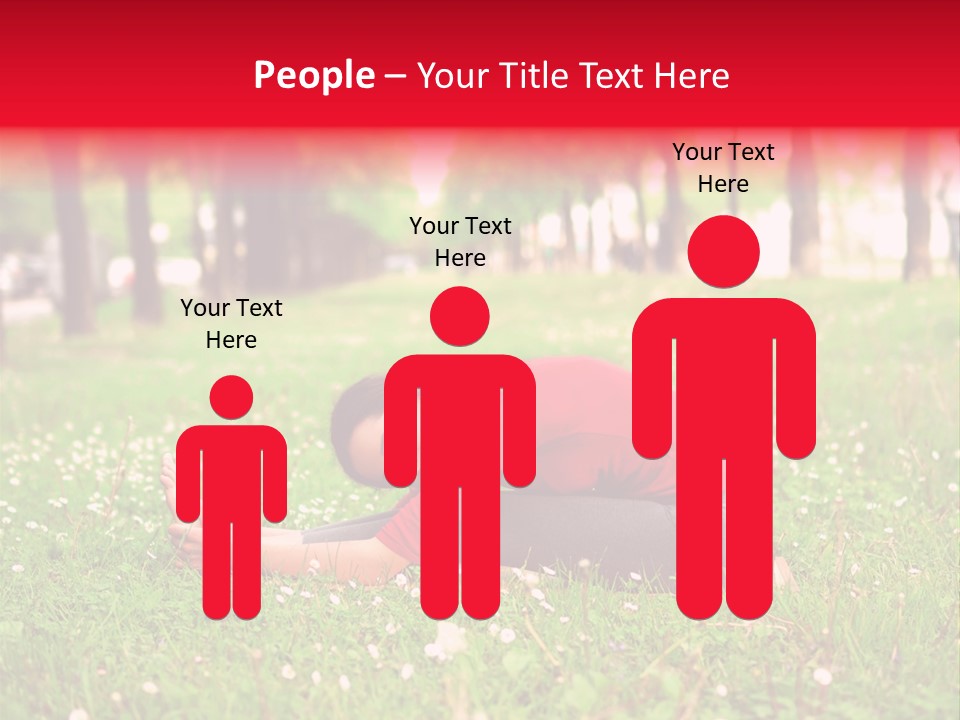 A Woman In A Red Shirt Is Sitting In The Grass PowerPoint Template