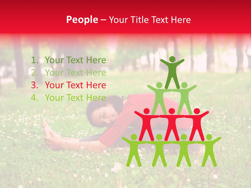 A Woman In A Red Shirt Is Sitting In The Grass PowerPoint Template
