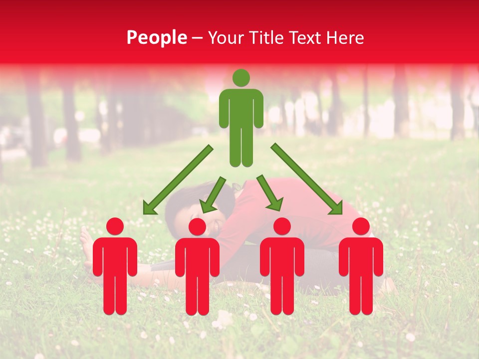 A Woman In A Red Shirt Is Sitting In The Grass PowerPoint Template